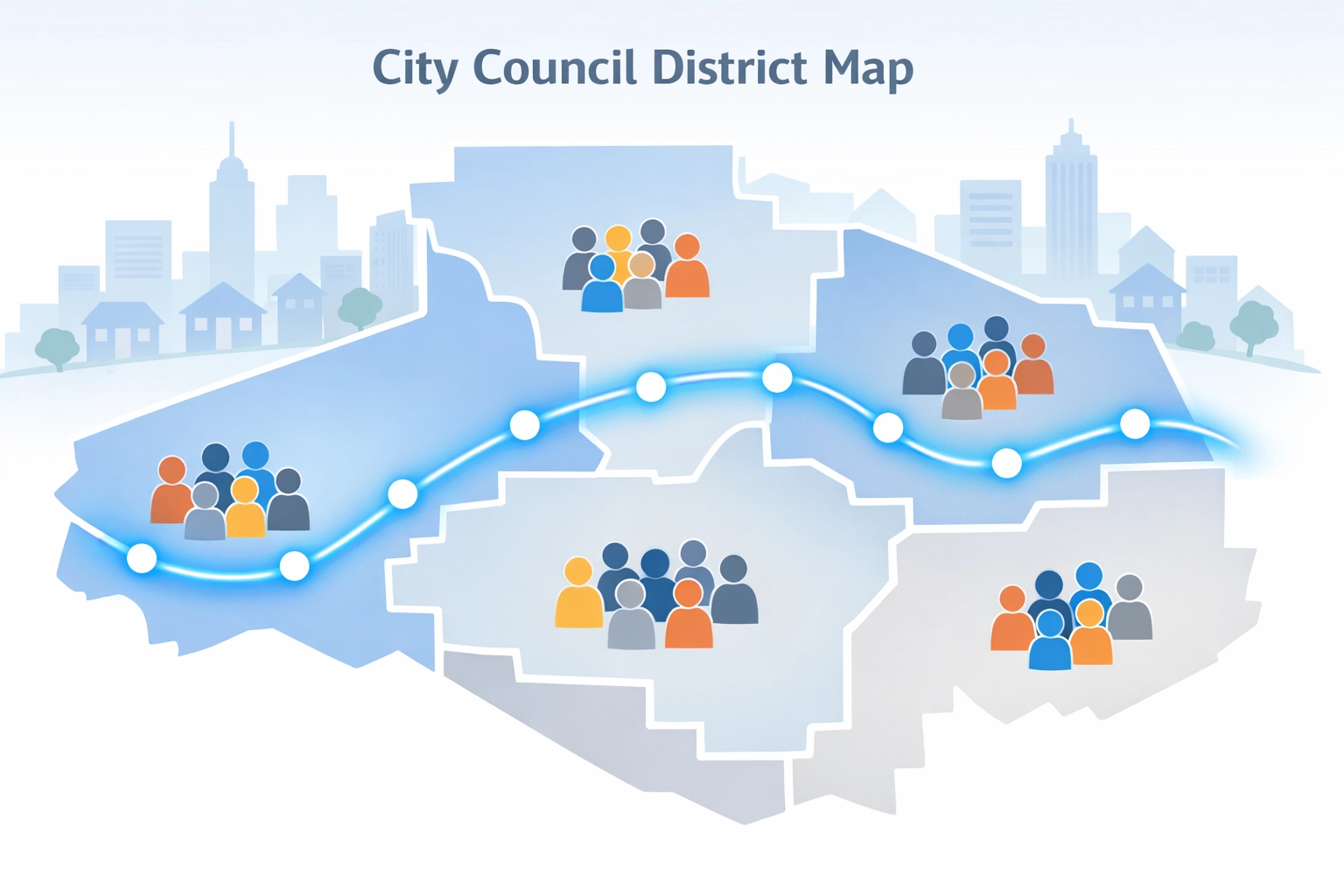 Always-on campaign strategy map showing consistent voter touchpoints throughout district