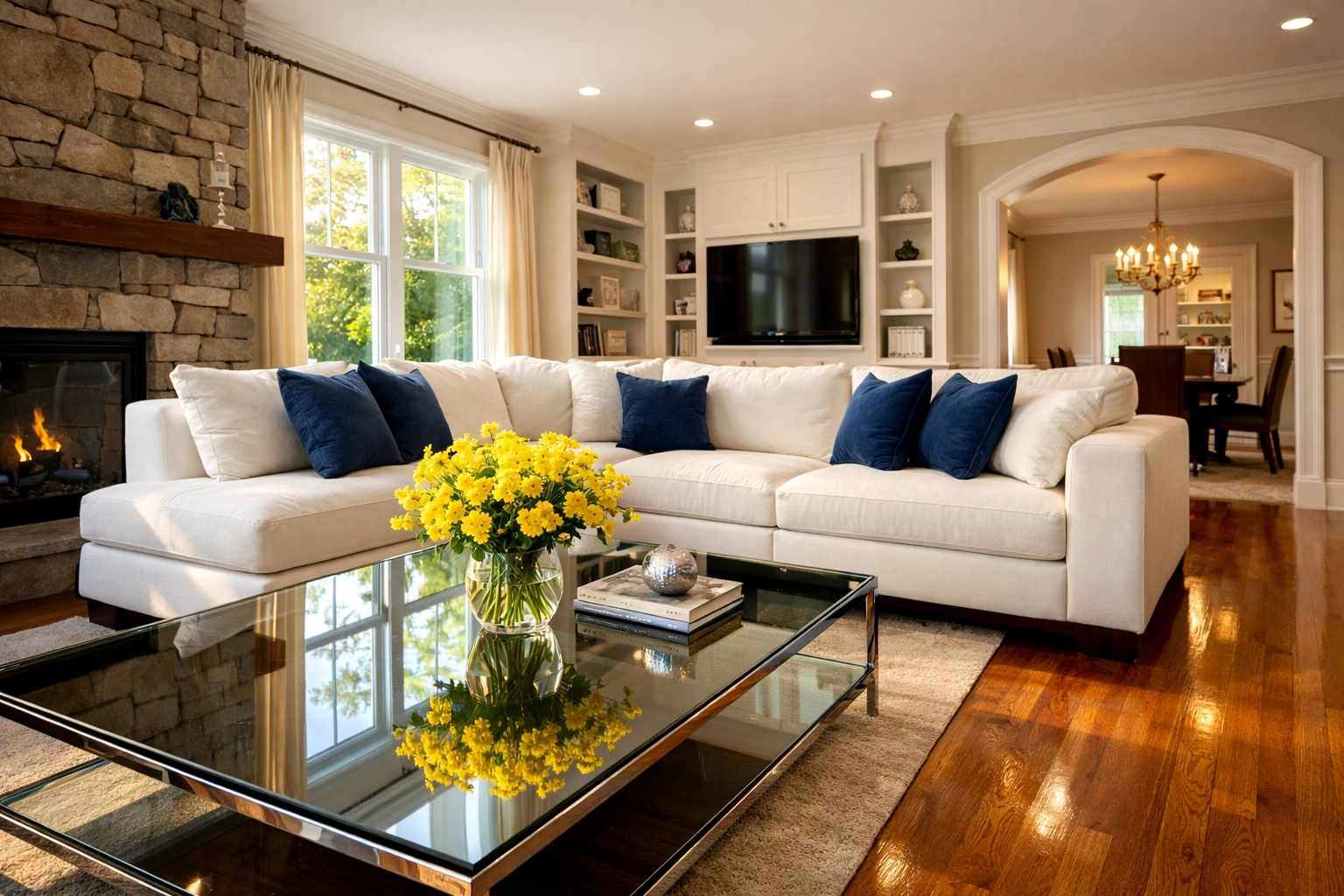 Peaceful living room in Winchendon MA after professional house cleaning Winchendon MA service.