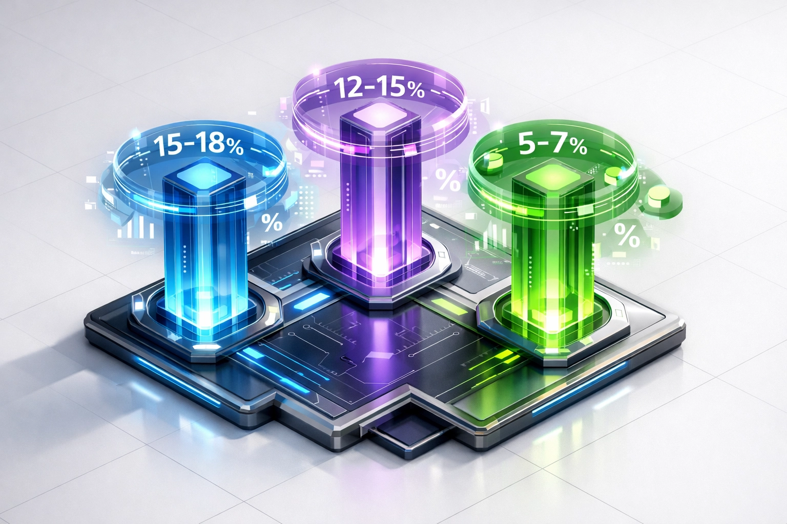 Three pillars showing ServiceNow ITOM cost reduction areas with infrastructure optimization percentages