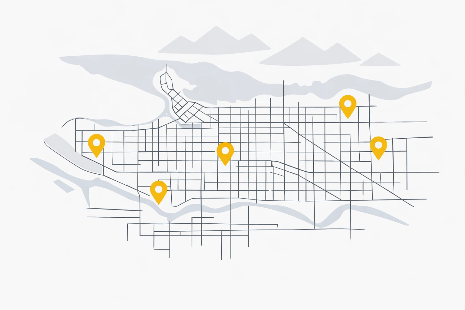 Map of Vancouver service areas for a local handyman including Richmond, Burnaby, and Kitsilano.