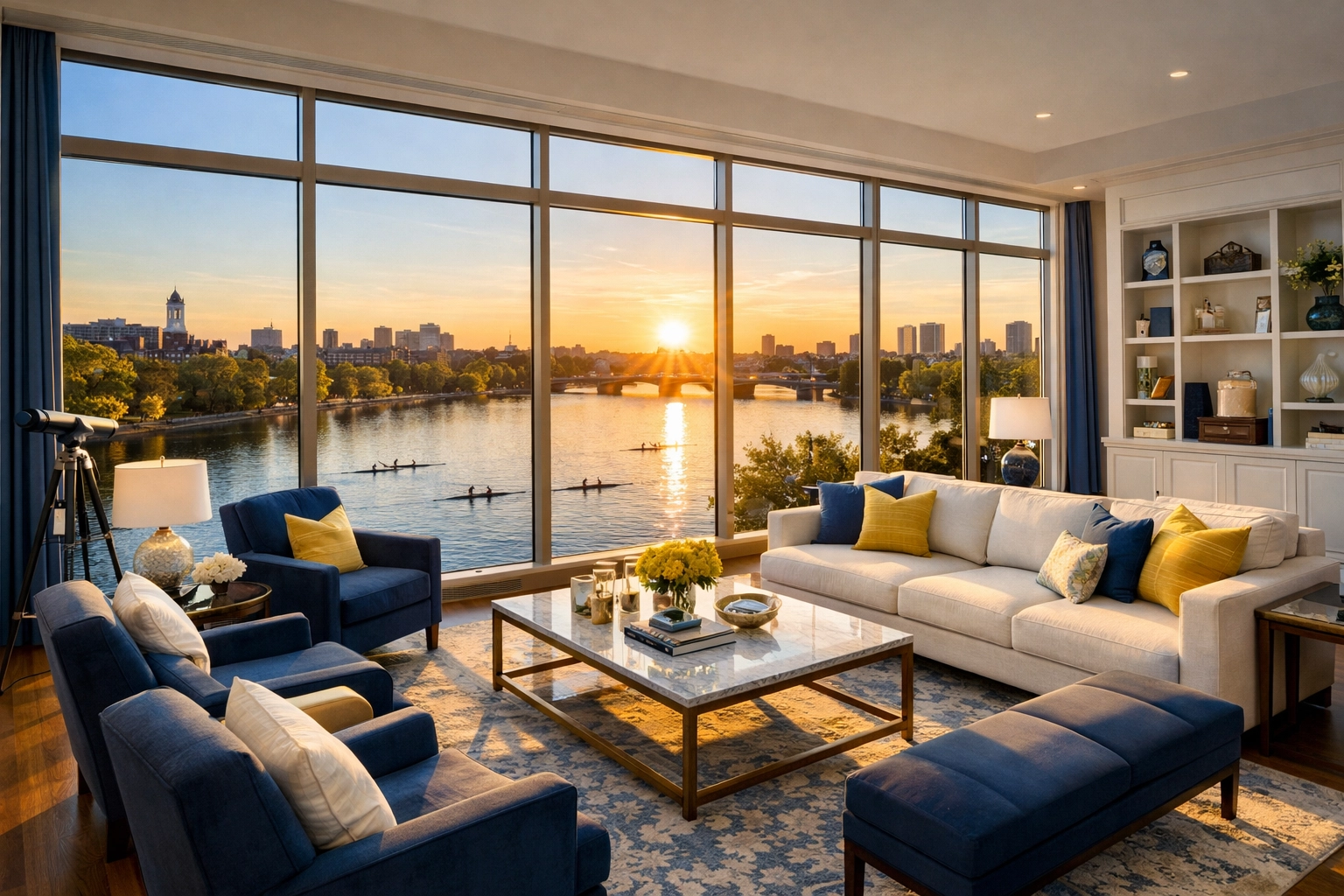 Eco-friendly house cleaning in a Cambridge penthouse with views of the Charles River.
