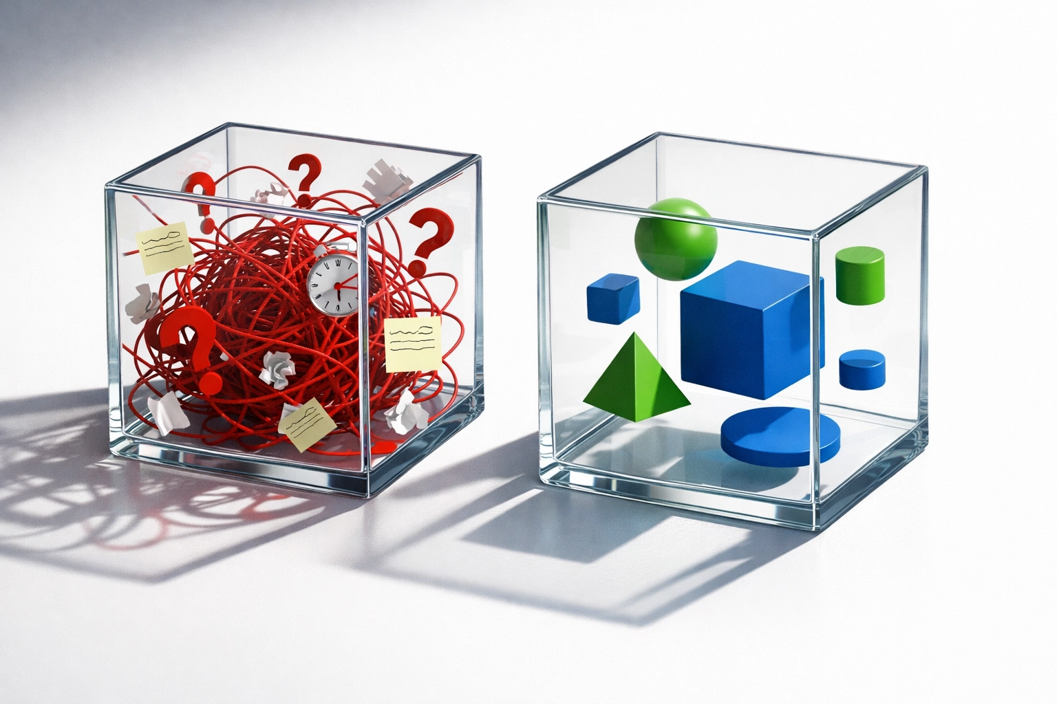 Comparison showing confusion versus transparent pricing clarity in logistics