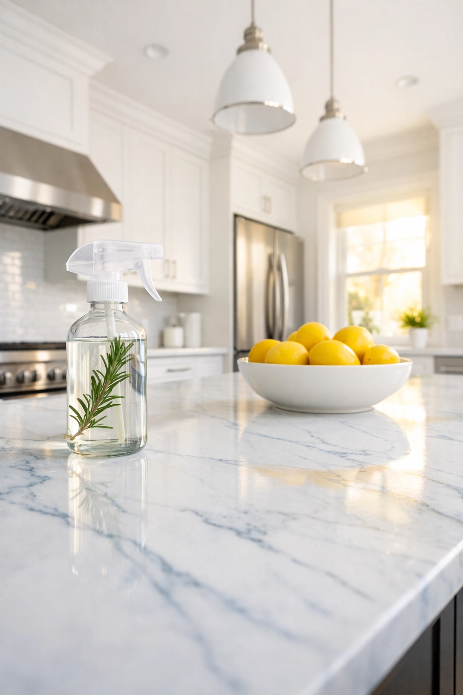 Pristine luxury kitchen cleaned by a Reliable House Cleaning service in Needham using eco-friendly products.