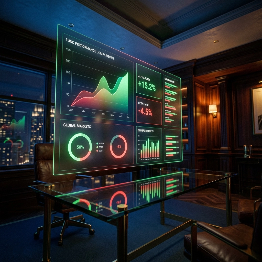 Data dashboard with performance charts highlighting the importance of private equity manager selection