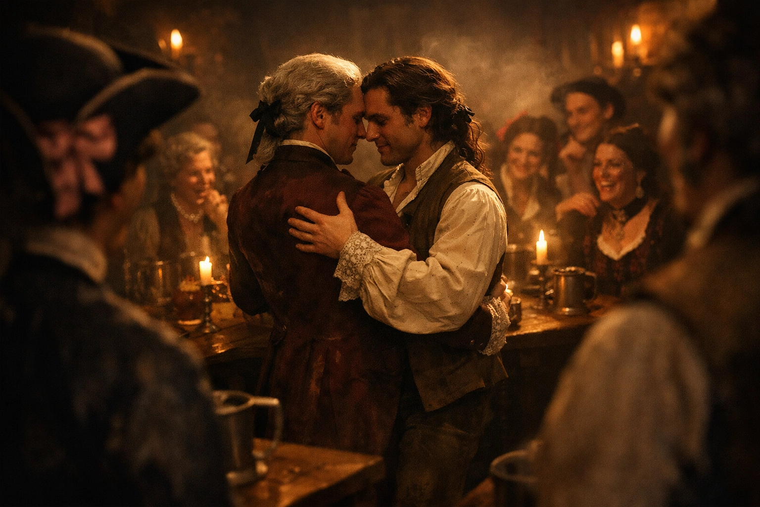 18th-century London molly house with men dancing, early gay community and nightlife