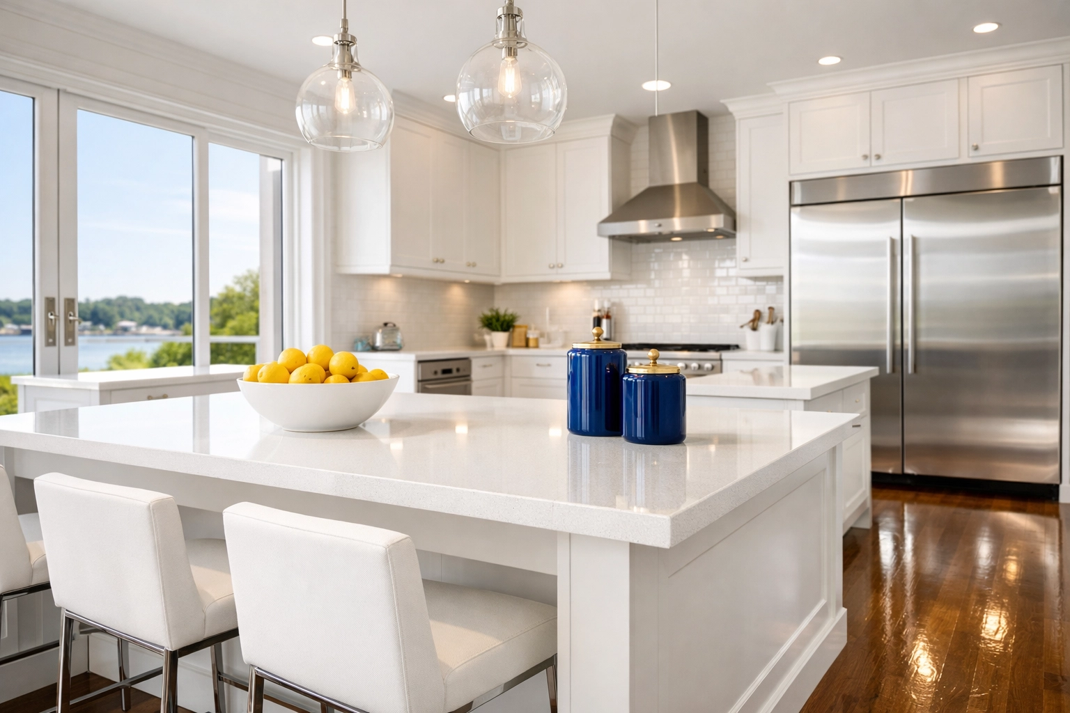 A spotless modern kitchen in a Milford residence following a weekly house cleaning Milford MA visit.