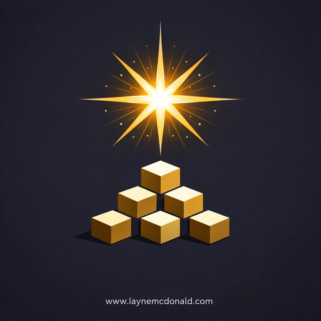 A radiant golden star shining over building blocks, symbolizing creativity as a divine gift from a Christian perspective.