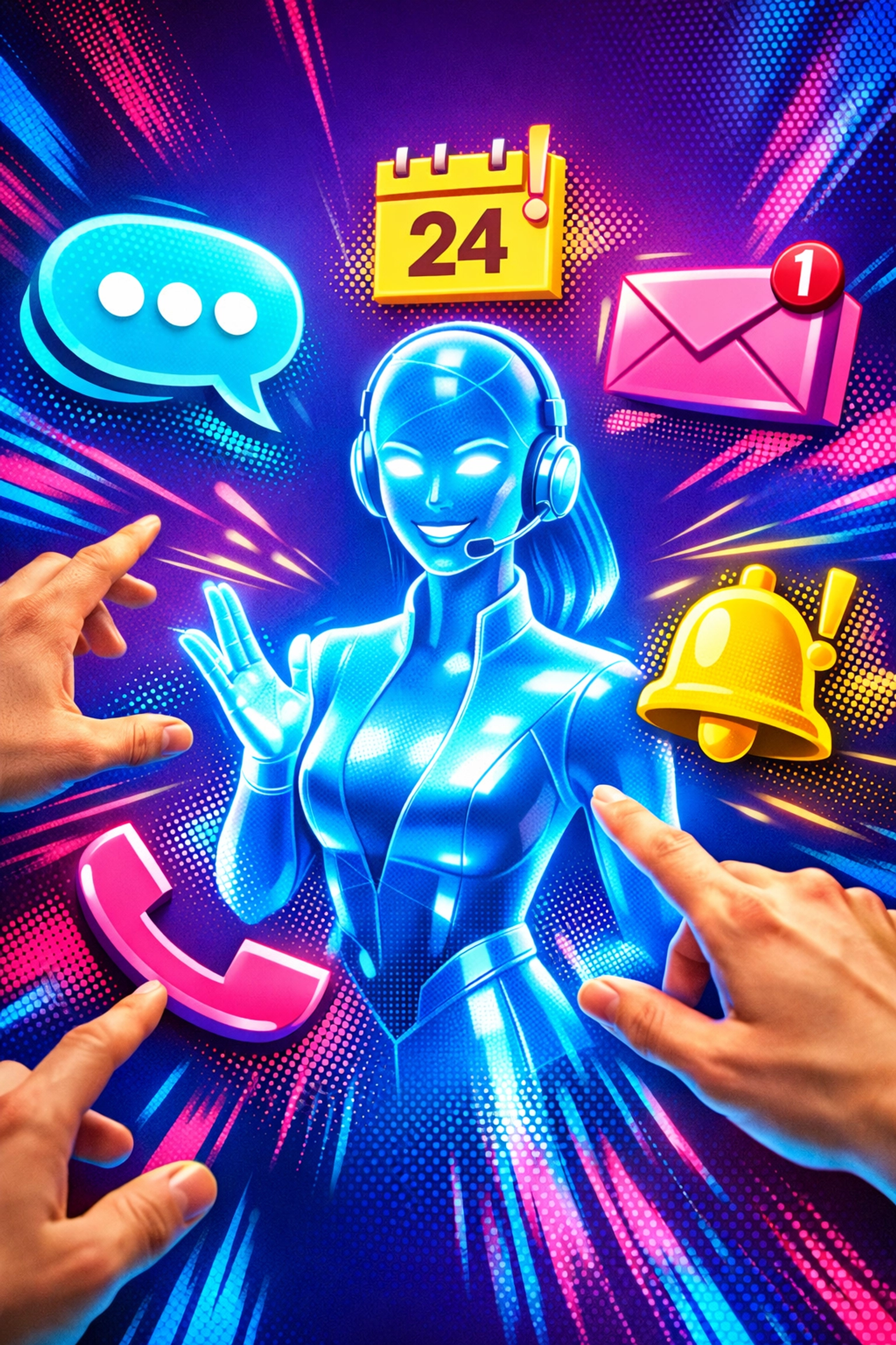 AI receptionist avatar processing appointment bookings and customer inquiries 24/7