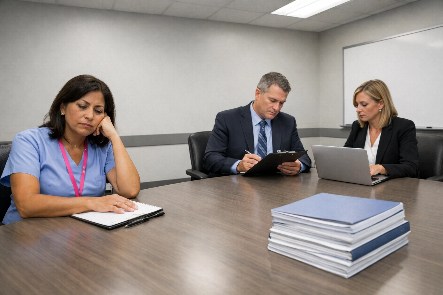 Nursing home director feeling unheard during meeting with corporate consultants reviewing reports
