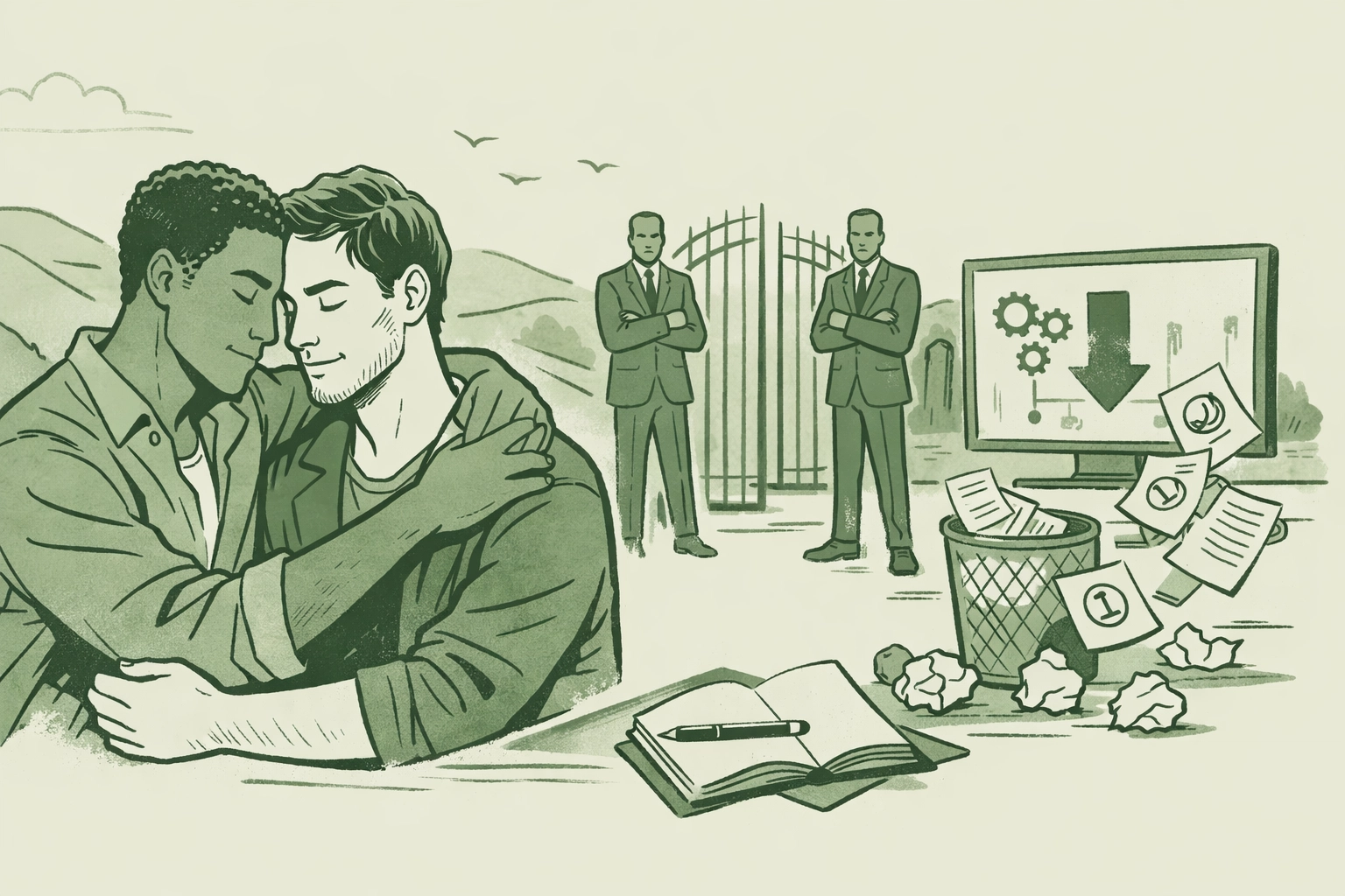 A small green plant growing through a crack in a concrete sidewalk, symbolizing resilience.