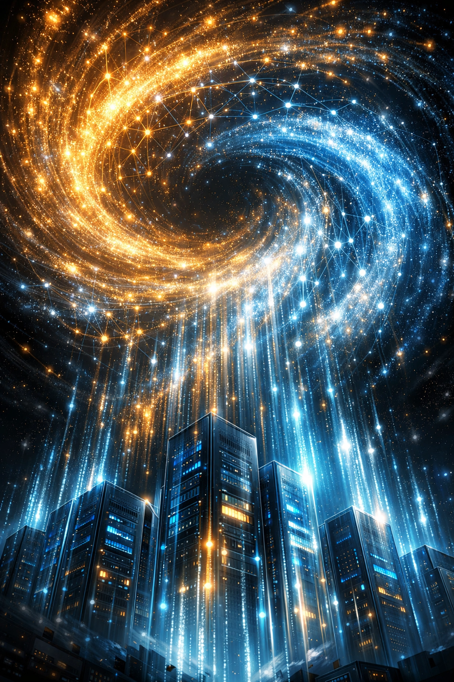 An interconnected data cloud network representing large-scale datasets and cloud-based Python environments.