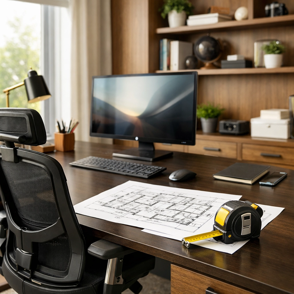 Modern home office workspace for claiming business tax deductions