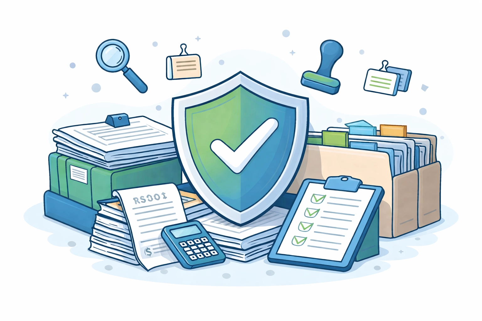 Protected tax documents and organized receipts ensuring 2026 tax compliance and audit readiness