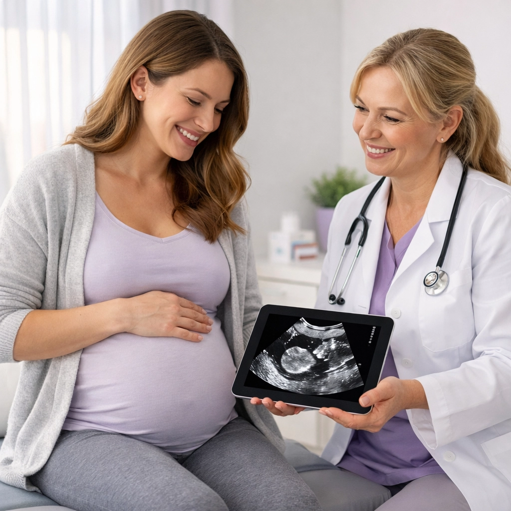 Surrogate receiving ultrasound exam during Minnesota fertility clinic medical screening appointment