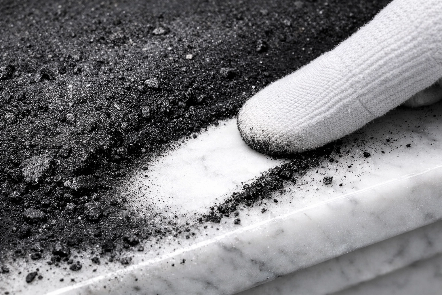 Cleaning corrosive soot residue from a surface during professional fire damage restoration.