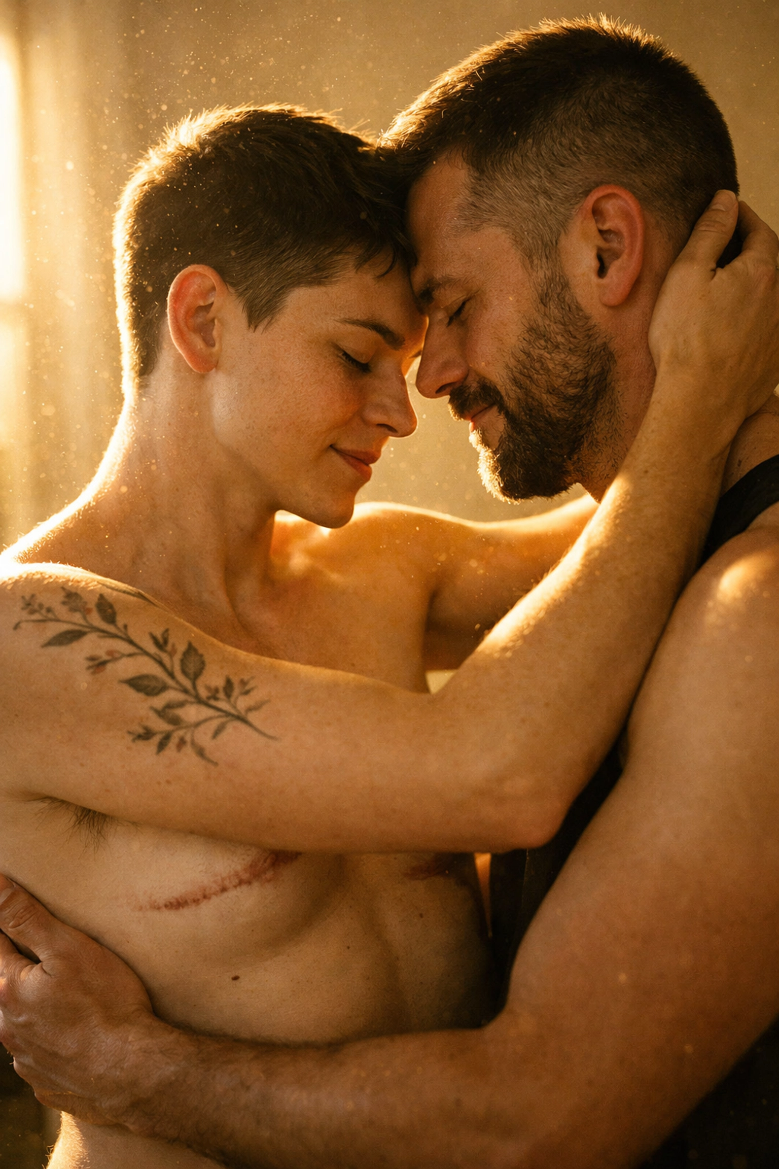 Two men in a tender, sacred embrace, reflecting the deep emotional themes found in the best MM romance books.