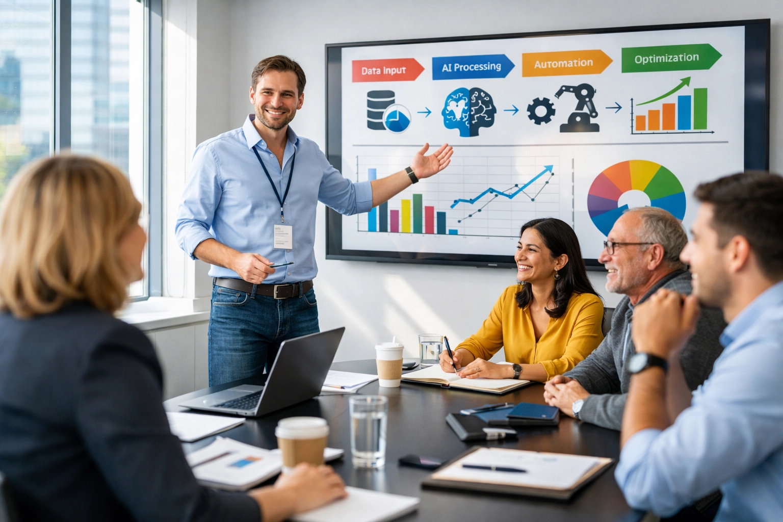 ServiceNow consultant presenting Now Assist AI automation strategy to business stakeholders