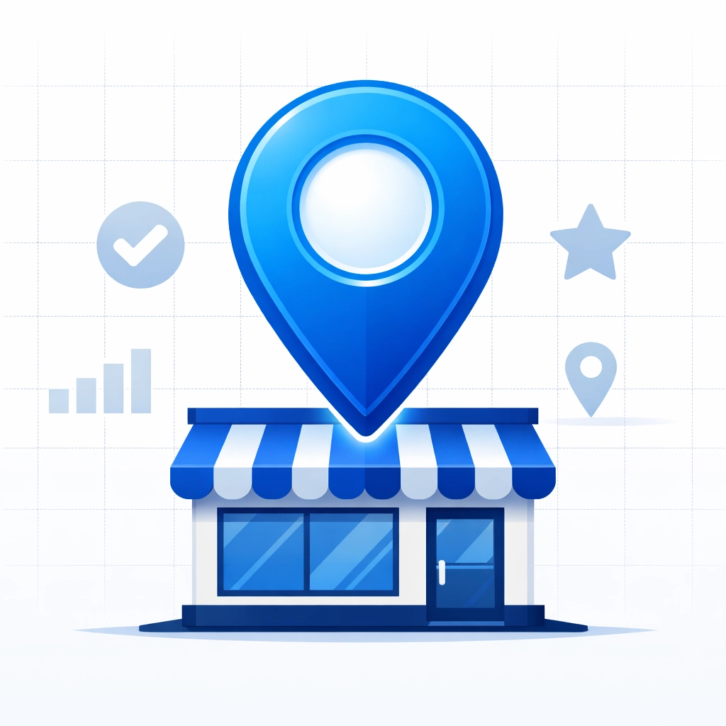 Map pin over a store representing an optimized Google Business Profile for local SEO