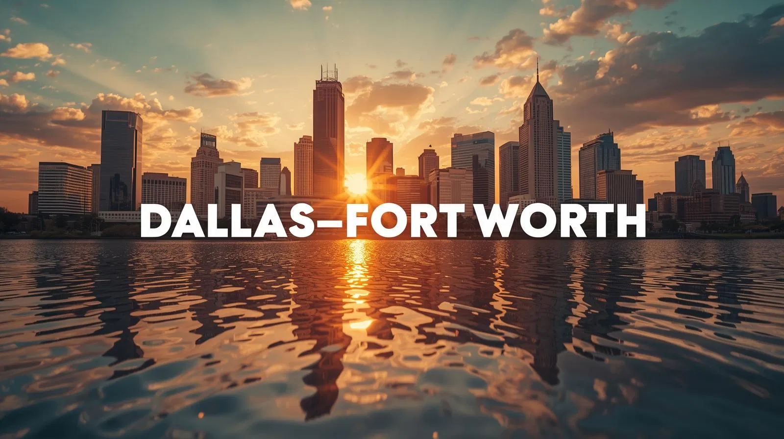 The Dallas-Fort Worth skyline at sunset, representing the dynamic Texas real estate market.
