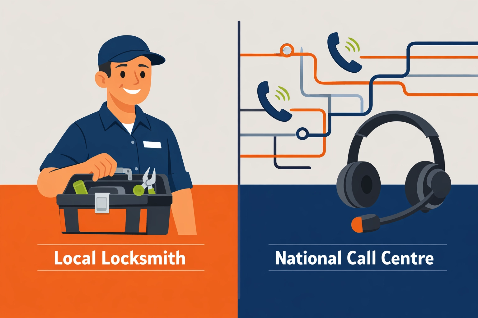 Comparison between a local Bristol locksmith and a national call centre middleman.