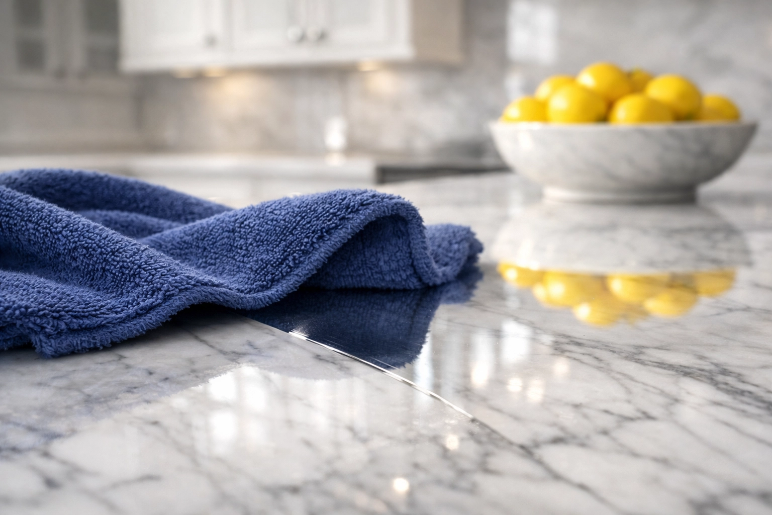 Expert deep cleaning of a marble kitchen island in Marlborough using specialized stone cleaners.