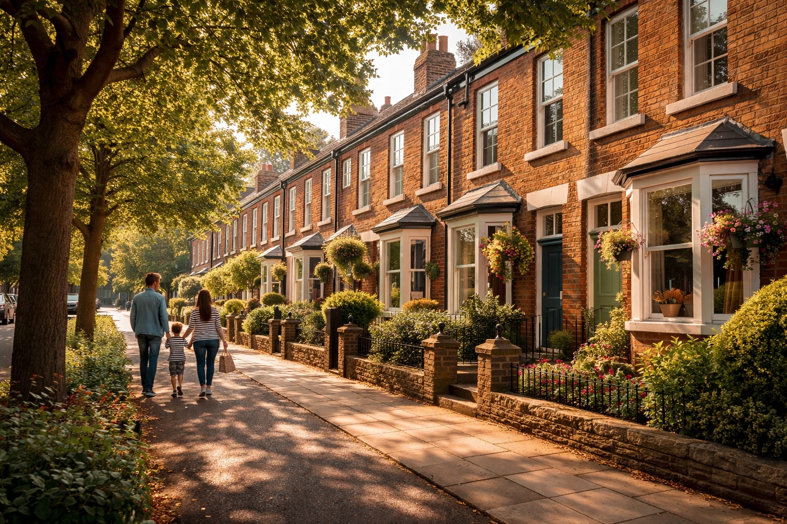 Charming red-brick terraced houses on a leafy Oldham street, ideal for family buy-to-let investments in 2026.
