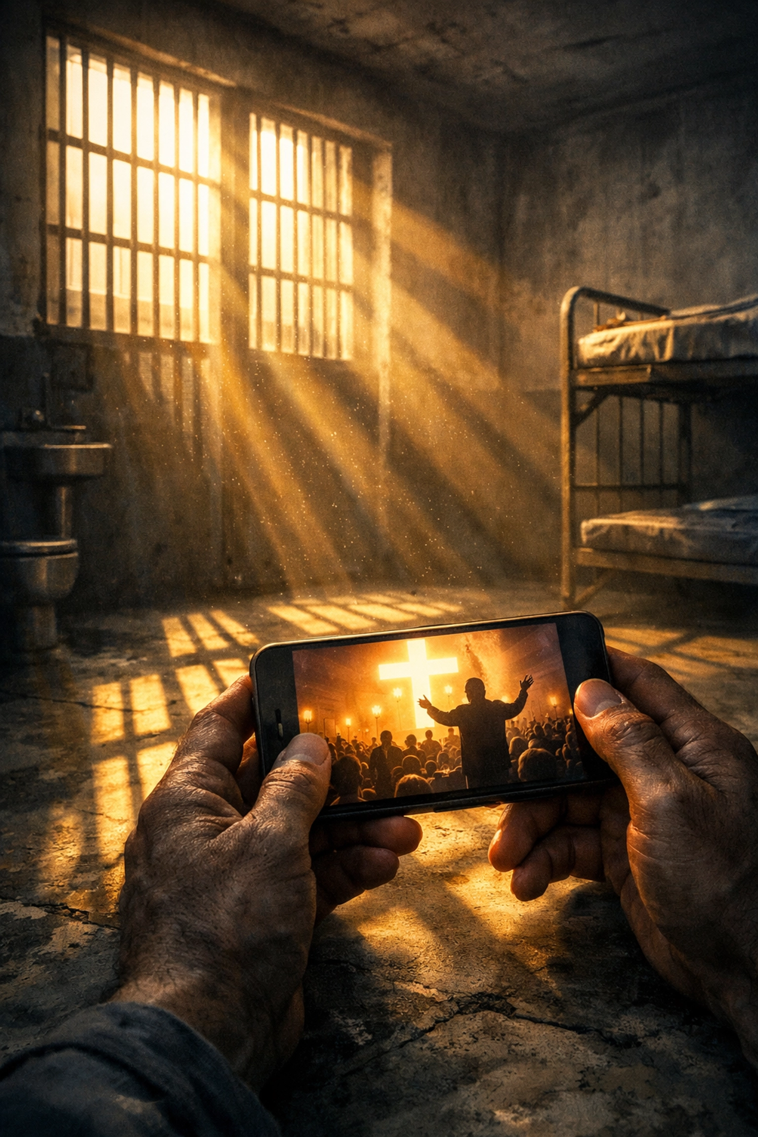 In een gevangenis waar geheimen aan het licht komen, schijnt zonlicht door de diepte van een telefooncel.