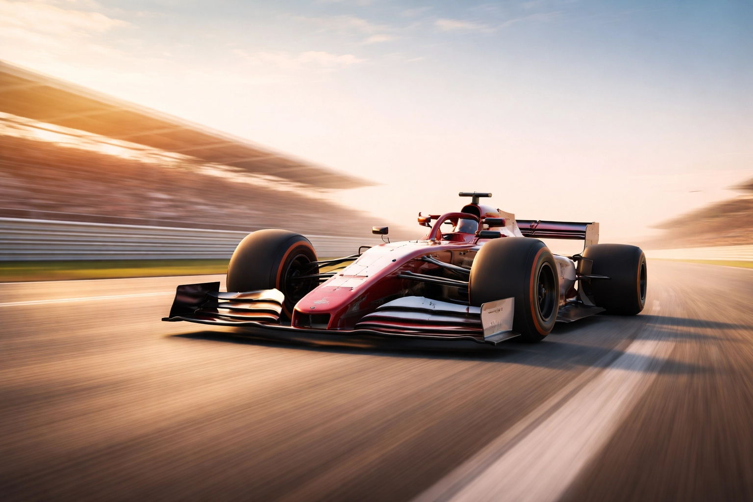 Formula 1 race car speeding on track in the F1 movie starring Brad Pitt