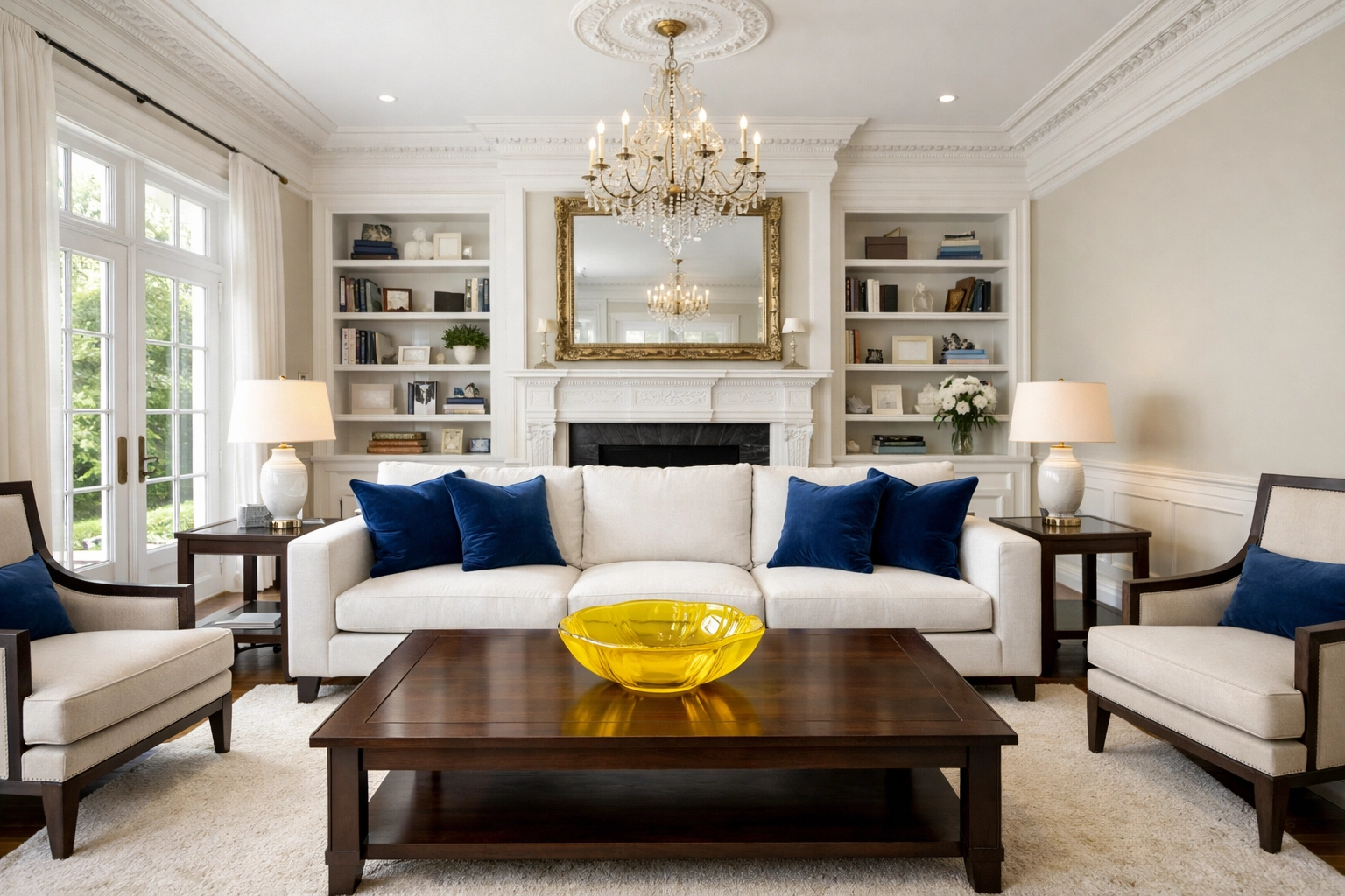 Sunlit dust-free living area in a Wellesley residence after expert deep cleaning in Wellesley MA.