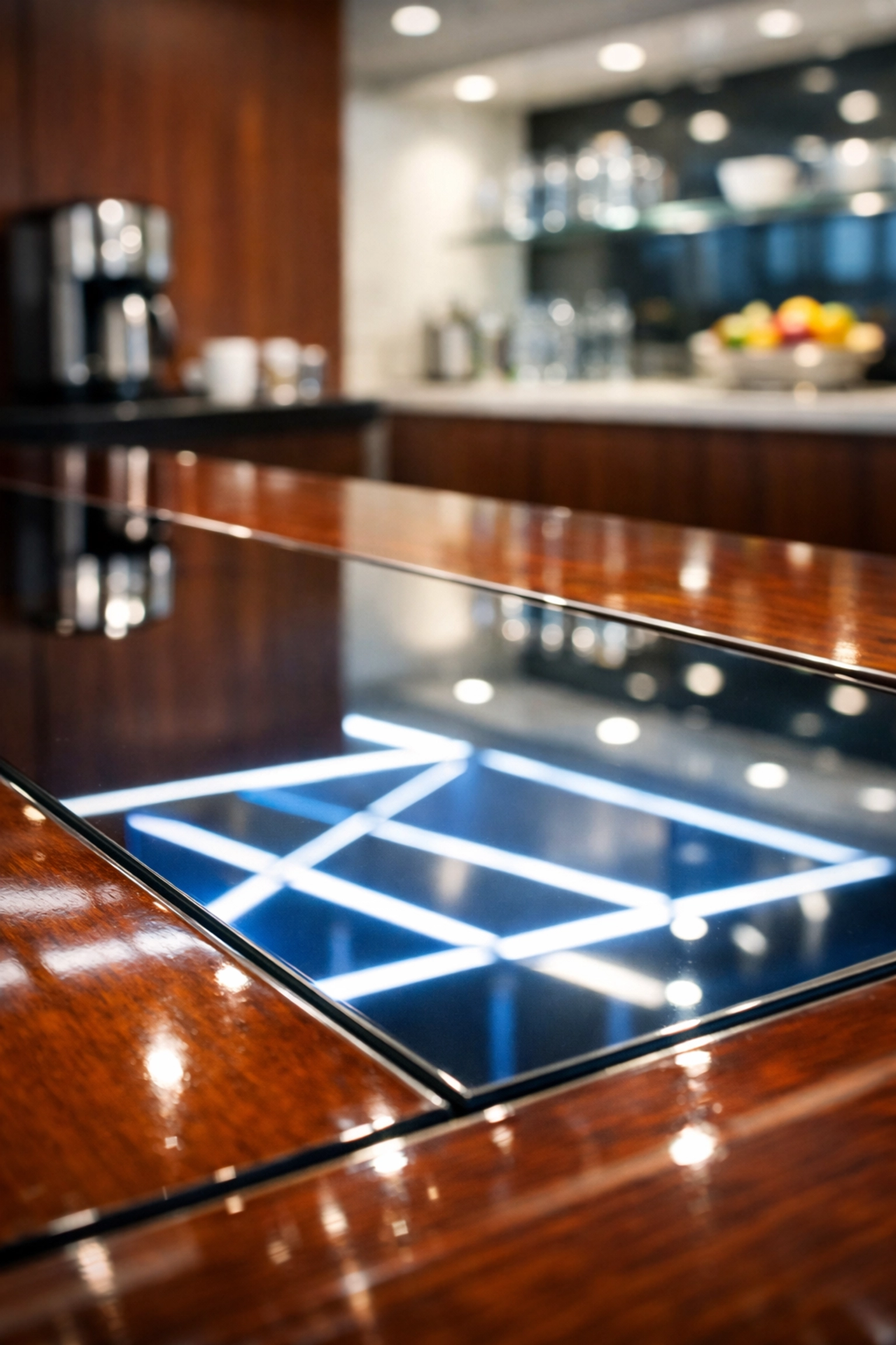 Impeccably clean glass boardroom table reflecting the high standards of eco-friendly commercial cleaning.