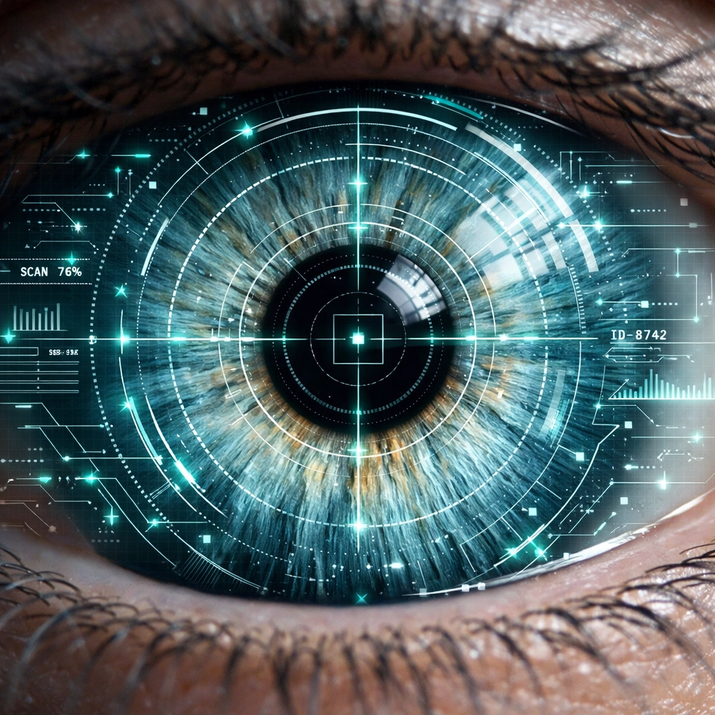 Advanced biometric iris scan for secure identity verification and phishing prevention in 2026.