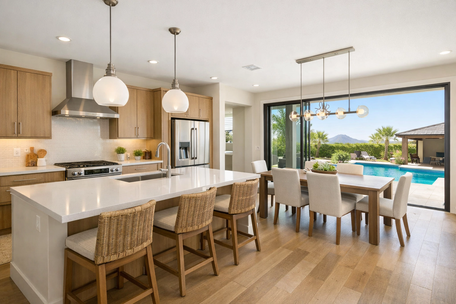 Modern sunlit kitchen in a Goodyear AZ home representing the median $485,000 market price.