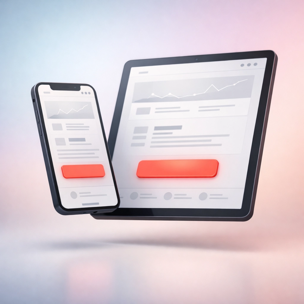 Mobile device showing a high-converting newsletter signup page with a clear call-to-action button.