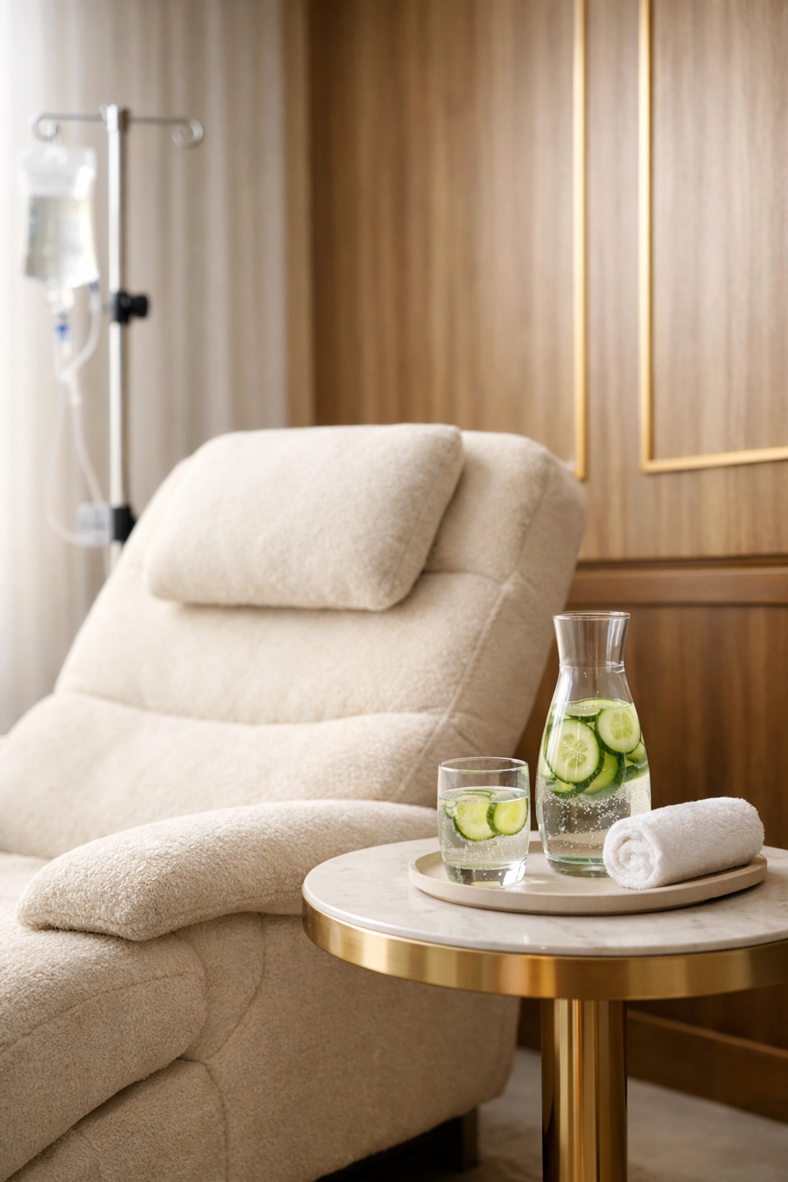 Modern medical wellness suite in West Palm Beach featuring a comfortable IV therapy treatment area.