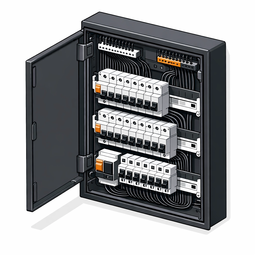 Moderner Verteiler mit Sicherungen für Elektro-Vollsanierung in Wien