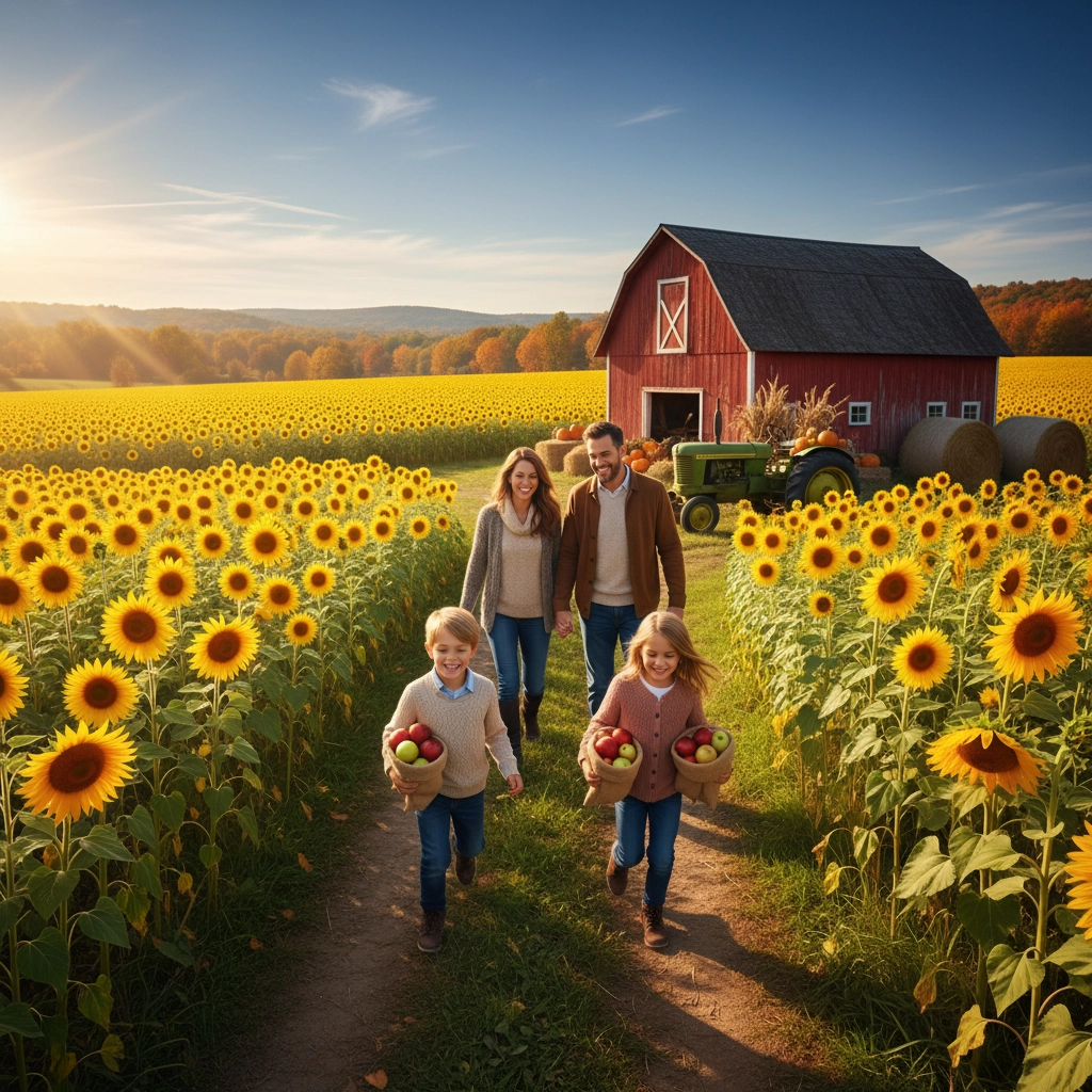 Children enjoying a hayride at Hill Creek Farms, surrounded by autumn scenery and apple orchards. Children enjoying a hayride at Hill Creek Farms, surrounded by autumn scenery and apple orchards.