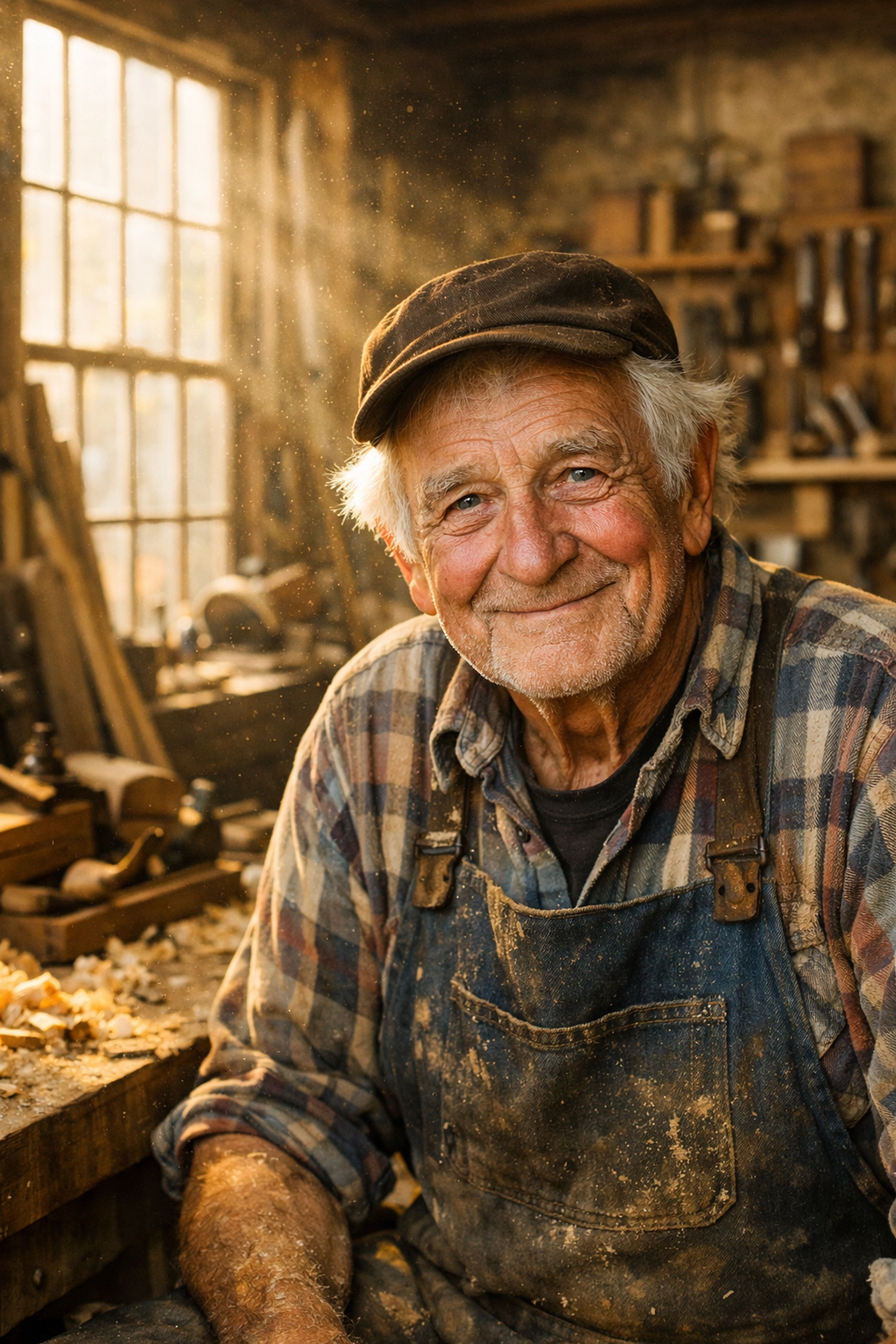 Environmental portrait of an artisan in a workshop exploring new photography news and portrait techniques.