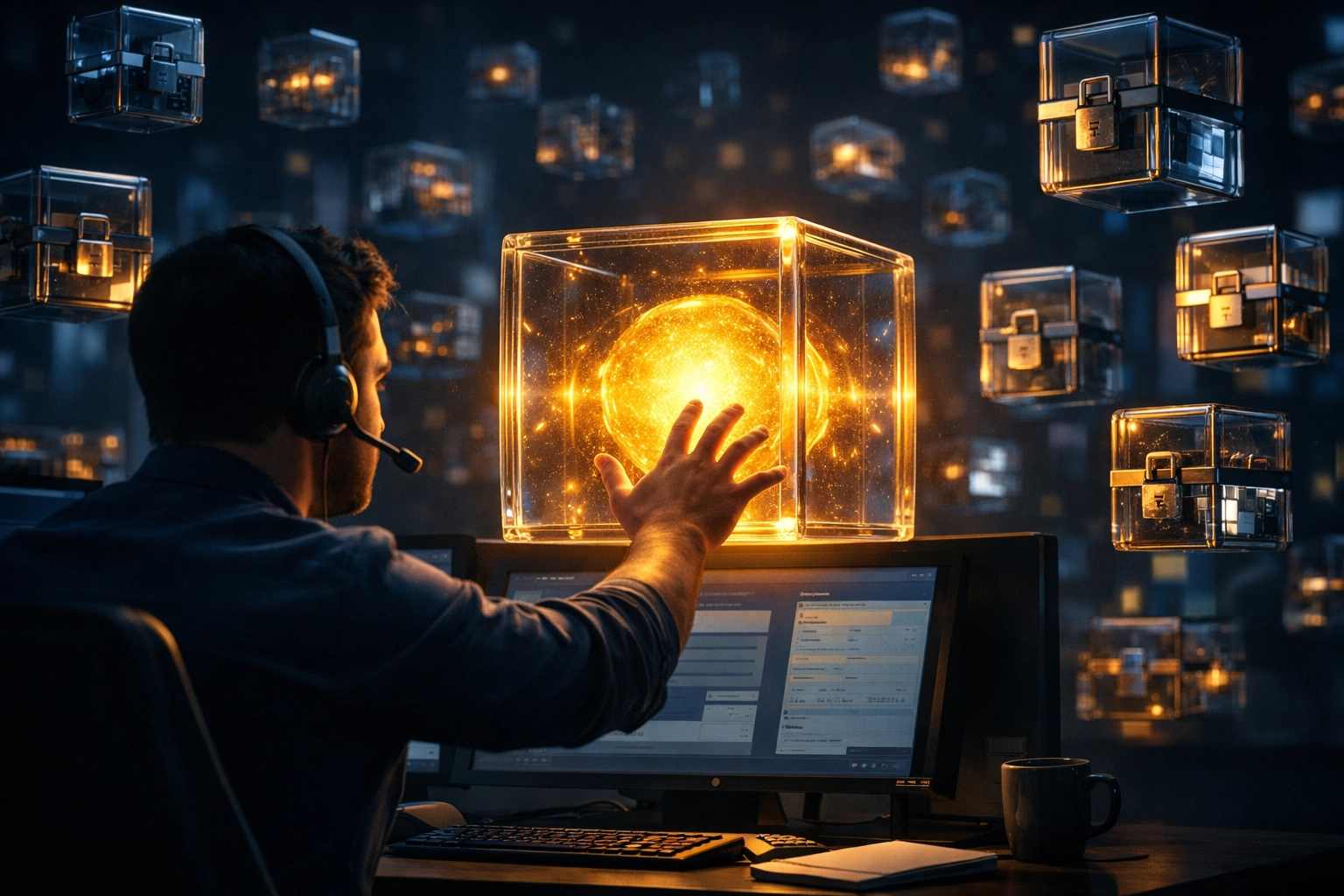 Support agent breaking through information silos to access centralized data for faster ticket resolution.