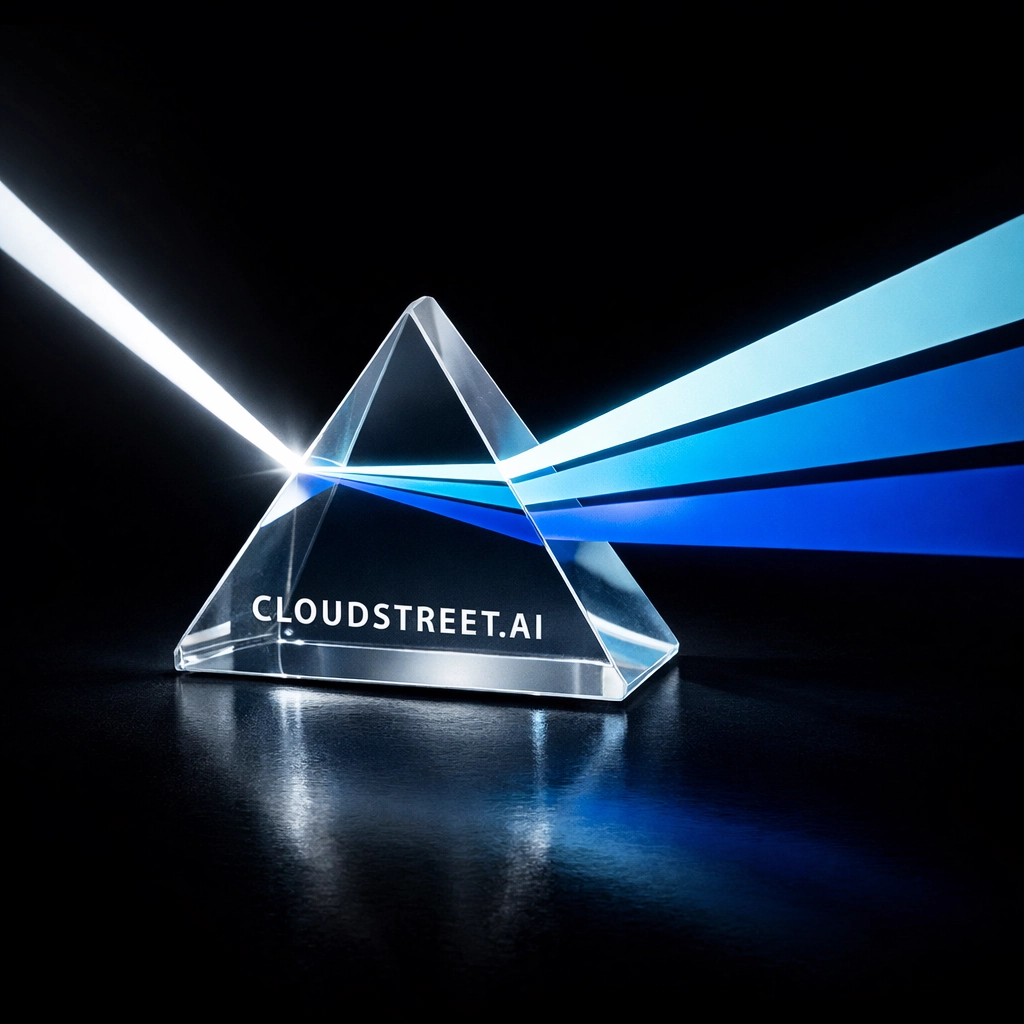 Digital prism transforming a single idea into multiple content formats to scale business marketing.