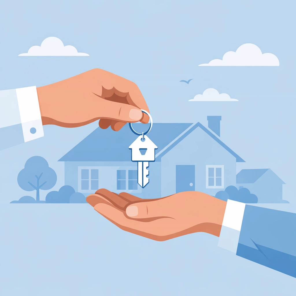 Intercambio de llaves de una casa simbolizando la compra de vivienda exitosa con un realtor aliado.