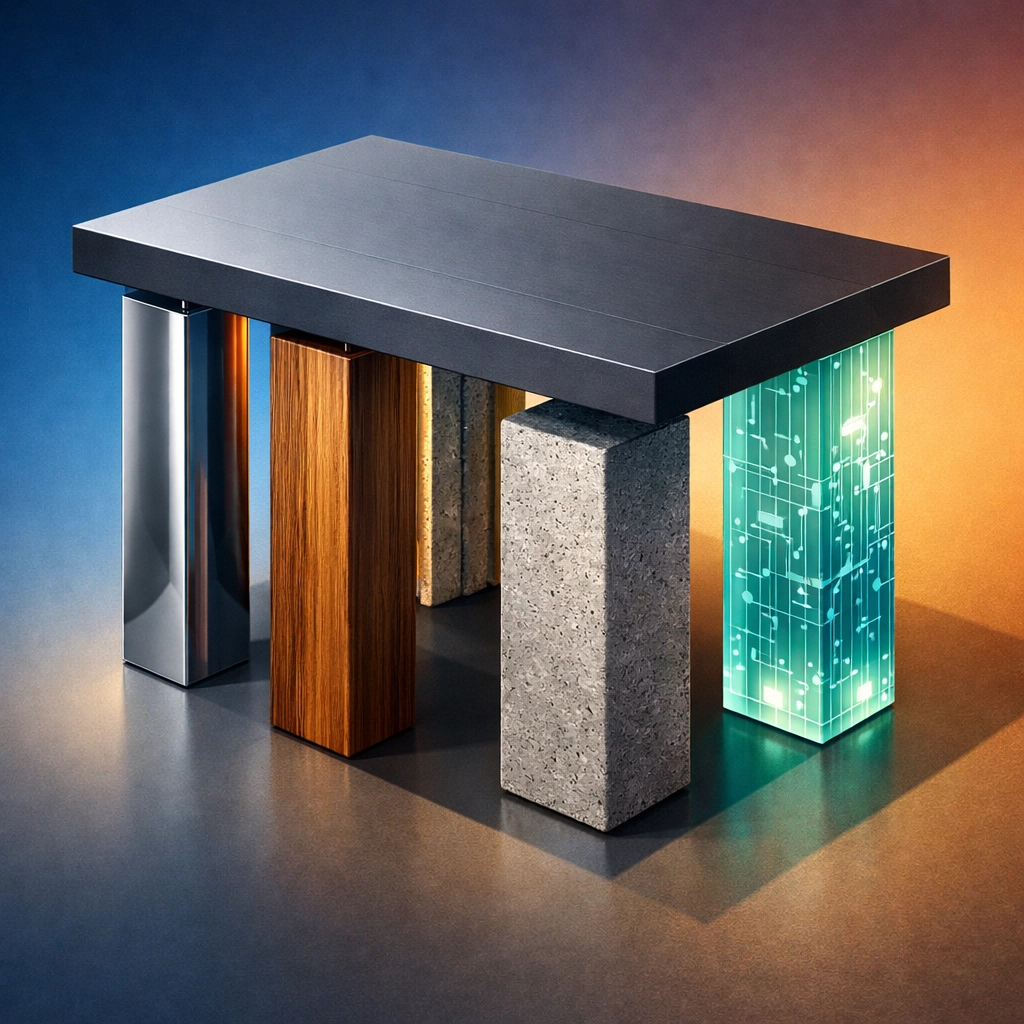 Diversified investment portfolio represented by different pillars supporting stable foundation