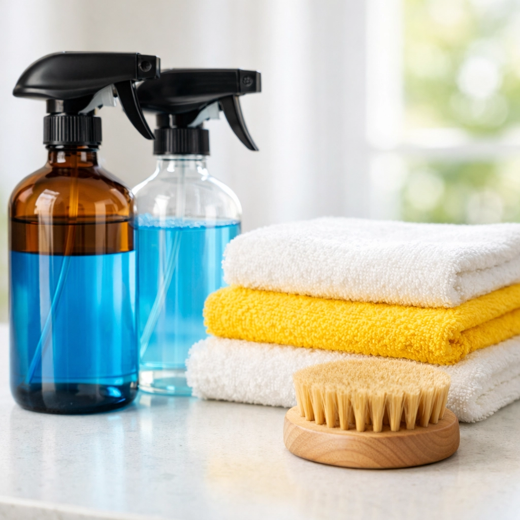 Eco-friendly cleaning products used for non-toxic Boston move-out cleaning services.