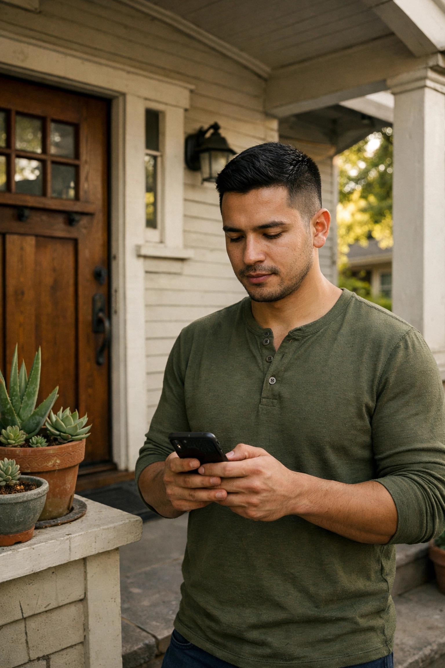 A local Oakland cat sitter arriving at a bungalow to provide reliable in-home cat care services.