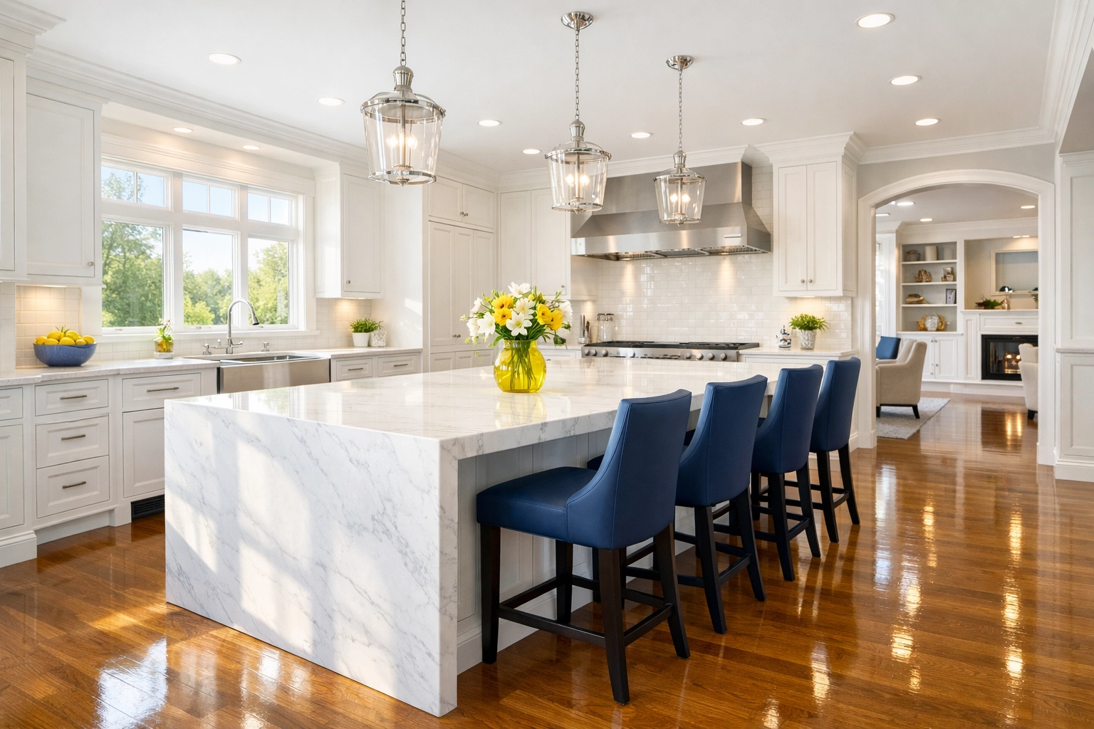 Spotless luxury kitchen in Leominster MA after professional residential cleaning services.