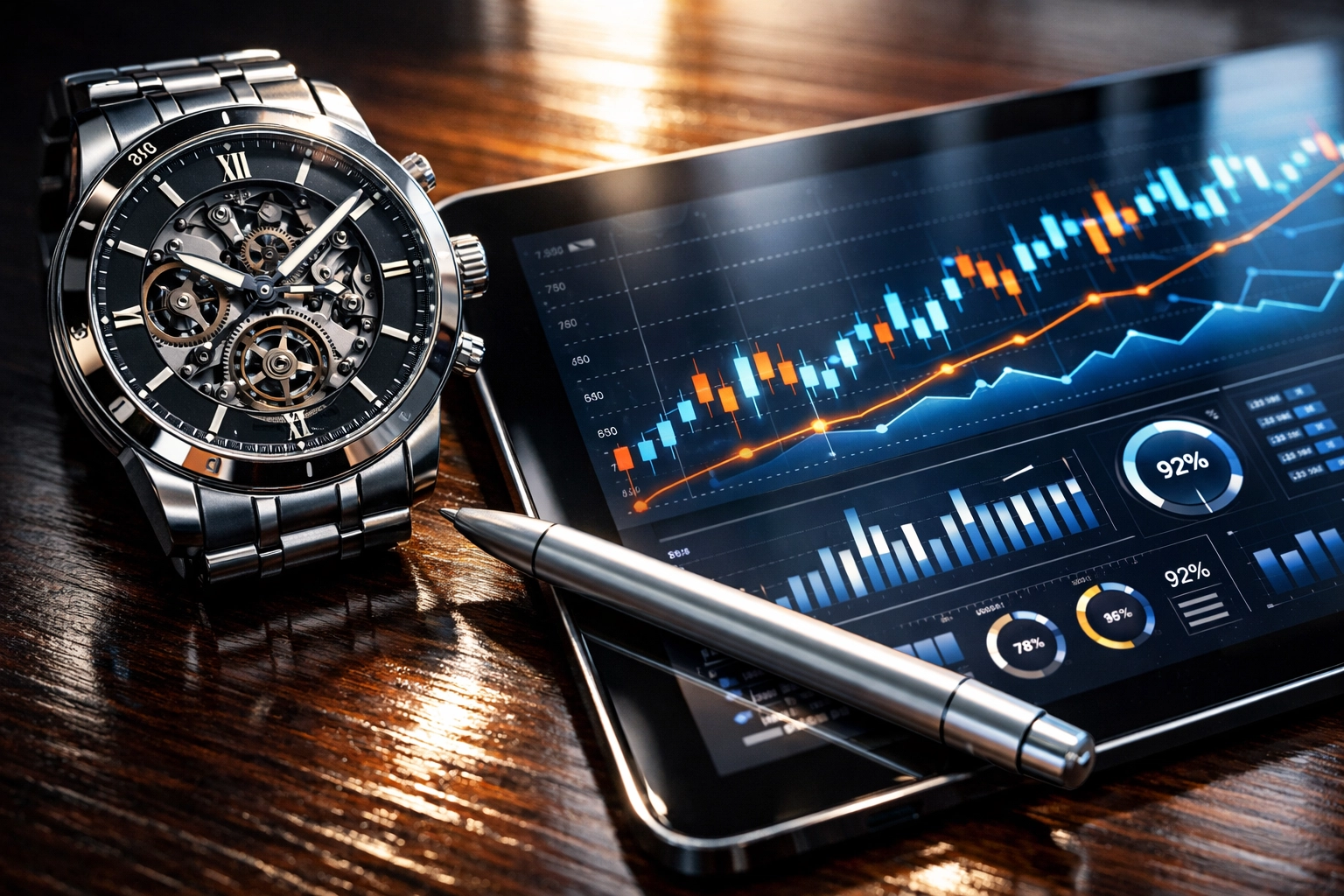 Precision business analytics and ROI data tracking on a tablet for sports media campaign success.