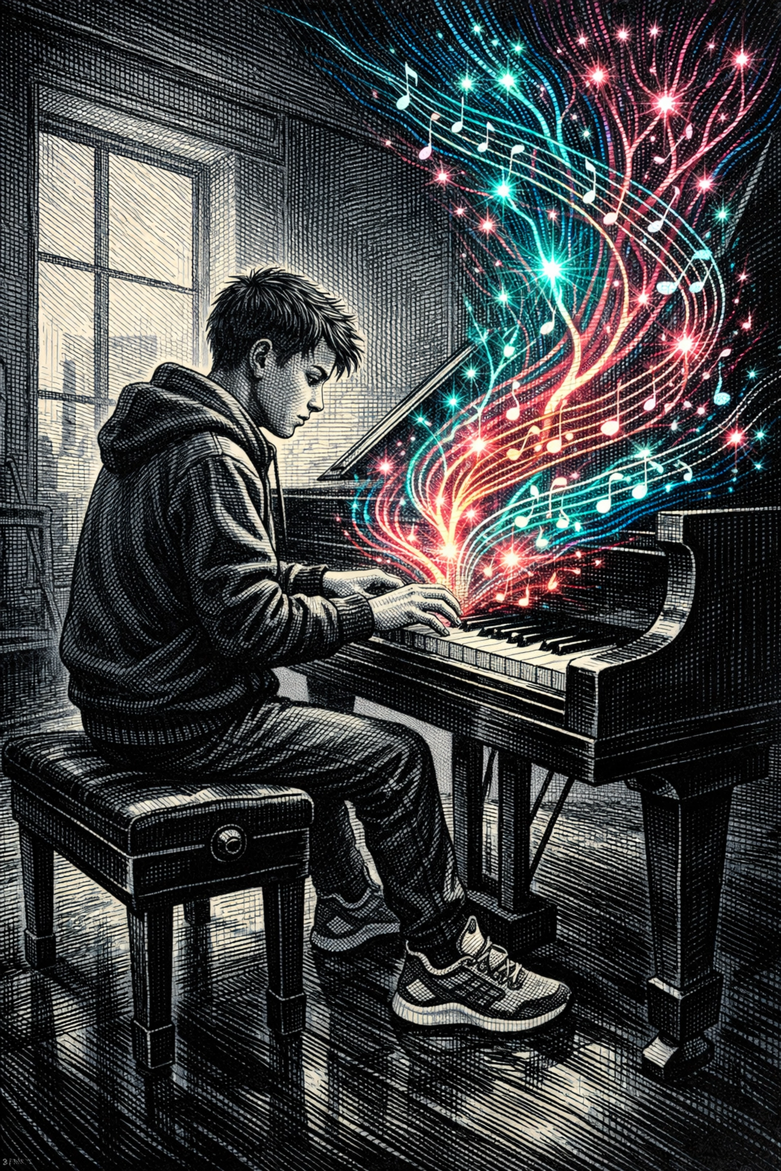 Pattern Literacy visual illustrating how brain training through music helps students learn nuance and recognize subtle musical structures.