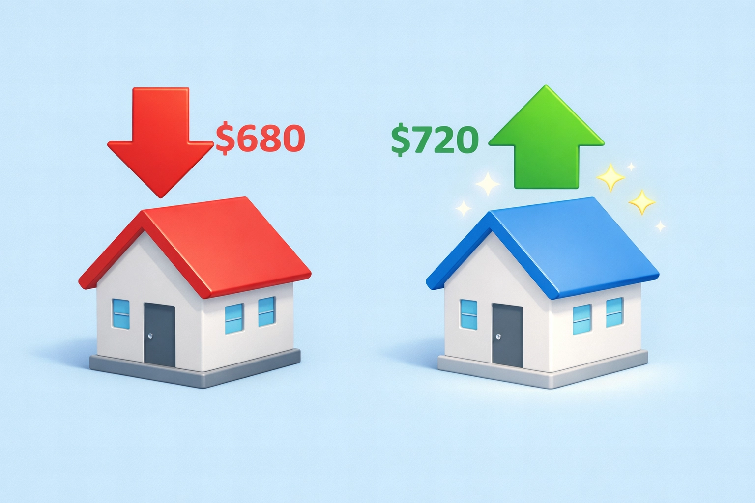 Comparación de score de crédito 680 vs 720 para comprar casa y ahorrar en hipoteca