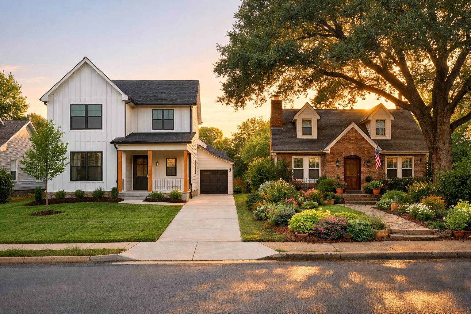 New construction home vs established resale home in Nashville neighborhood