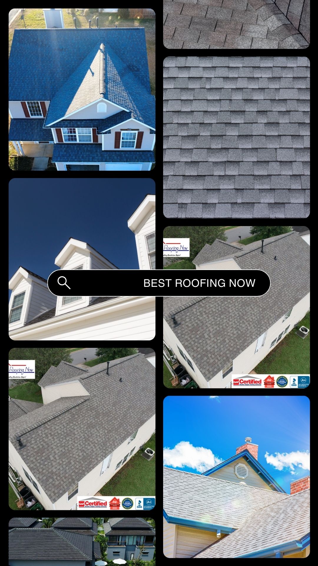 Collage of Completed Residential Roofing Projects