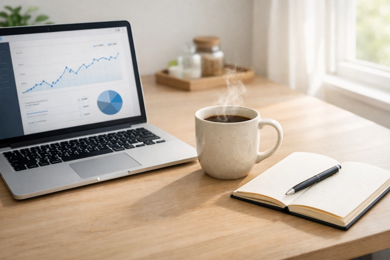 Minimalist laptop setup for an easy online application for a bad credit loan in Canada.